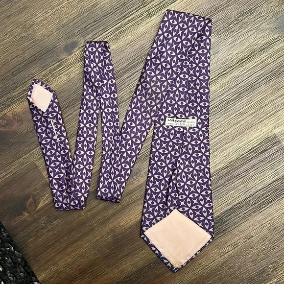 Mens 100% Silk Tie - Jaeger Made in Britain - Picture 4 of 8